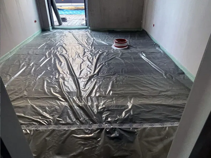 Folienabdeckung auf der Dämmschicht